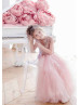Rose Gold Sequin Pink Tulle Ruffled Flower Girl Dress